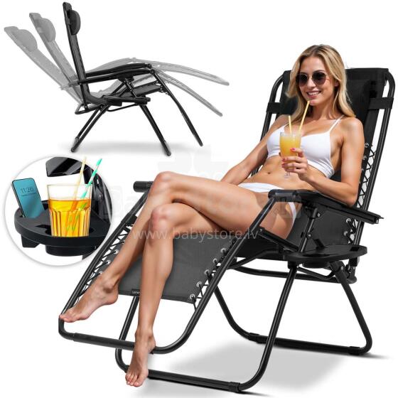 Folding garden lounger with cushion Sofotel ChillWell black