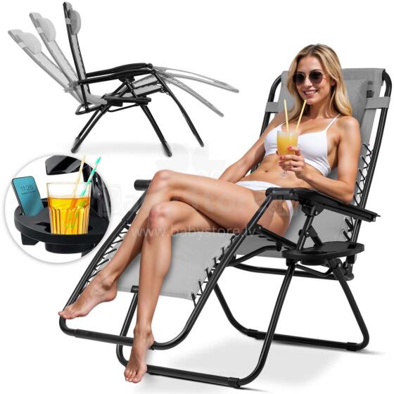 Folding garden lounger with cushion Sofotel ChillWell gray