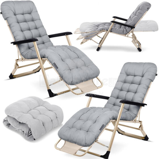 Folding garden lounger with cushion Sofotel ChillWell set of 2 light gray