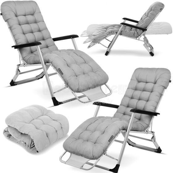 Folding garden lounger with cushion Sofotel ChillWell set of 2 gray