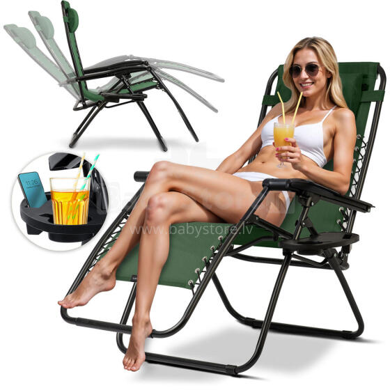 Folding garden lounger with cushion Sofotel ChillWell green