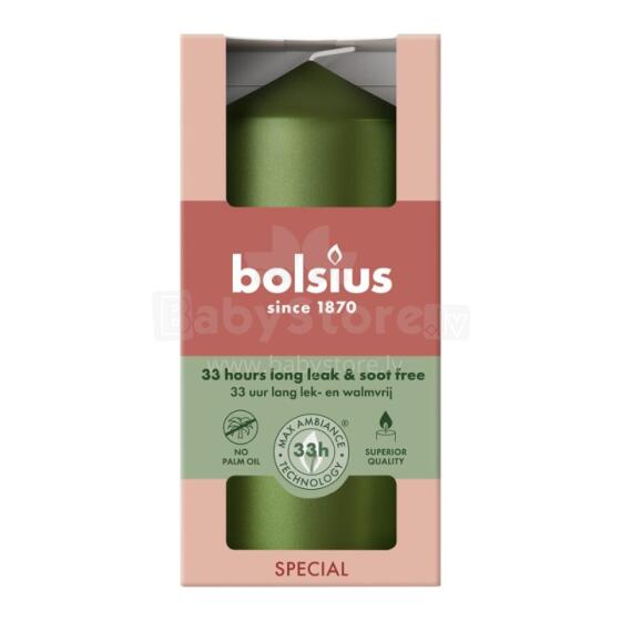 Candle cylinder &Oslash;120x58mm metallic green