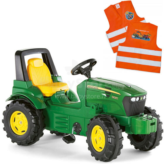 ROLLY TOYS John Deere Pedal Tractor + Free Reflective Vest for Kids