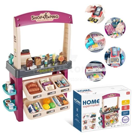 WOOPIE Supermarket Stand with Ice Cream and Sweets Light Sound + 55 Accessories