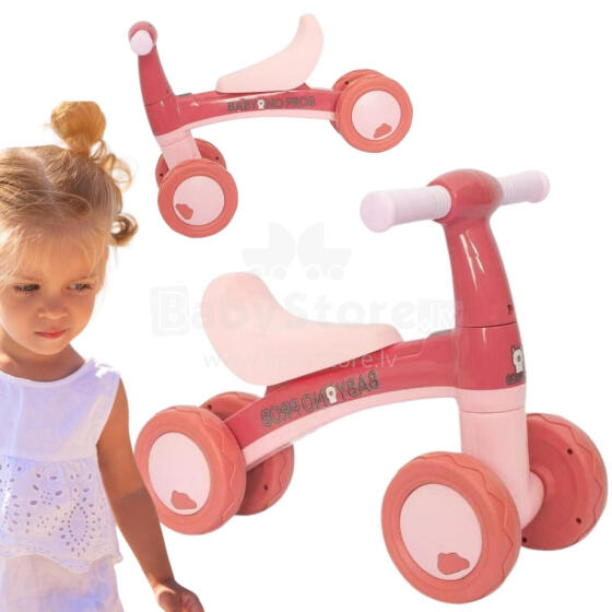 WOOPIE Pink Balance Bike Four-Wheeled Ride-On