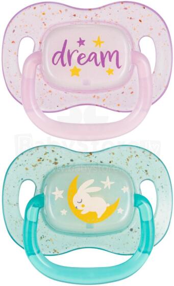 CANPOL 34/942 Silicone Soothing Pacifier 0-6m Symmetrical NightGlow 2 pcs Pink