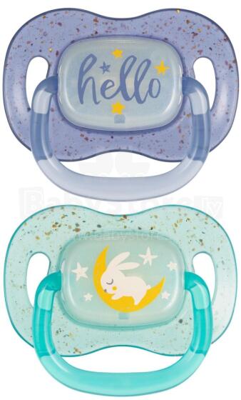 CANPOL 34/944 Silicone Soothing Pacifier 18+m NightGlow 2pcs blue