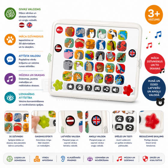 Bo Interactive LV Art.276086 Educational Toy - Bilingual Tablet (Latvian lang.)