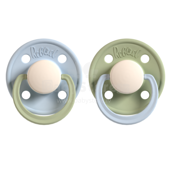 Rebael Round Latex Art.276177 Colour Mix Pacifier (nipple) made of 100% natural rubber 0-6 months (2 pcs.)