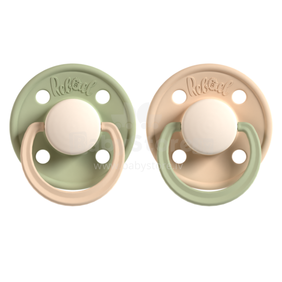 Rebael Round Latex Art.276184 Colour Mix Pacifier (nipple) made of 100% natural rubber 0-6 months (2 pcs.)