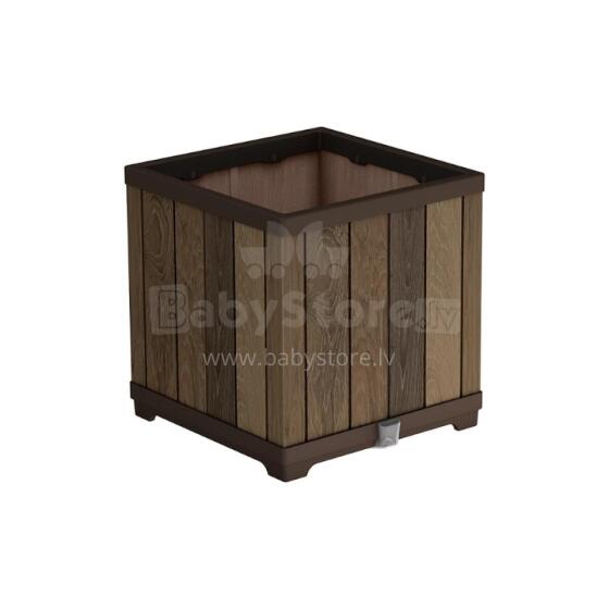 Deco Square Planter Walnut Flower Pot