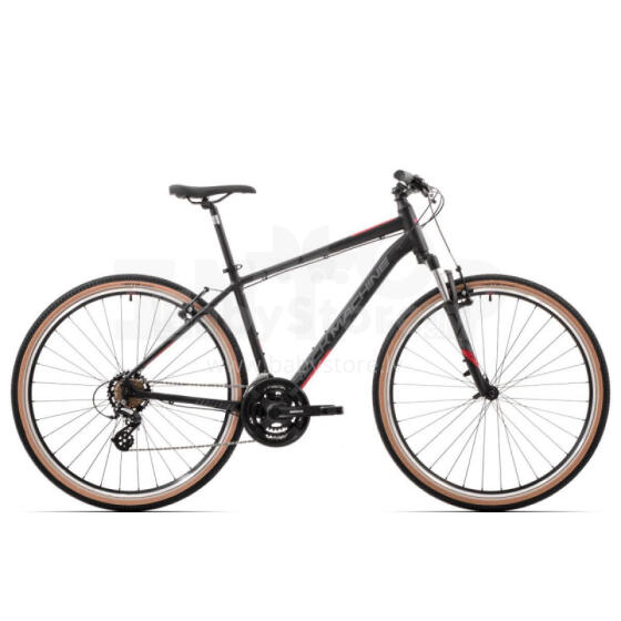 Kalnu velosipēds Rock Machine Crossride 100 Matte Black/Grey/Red (Rata izmērs: 29 Rāmja izmērs: L)