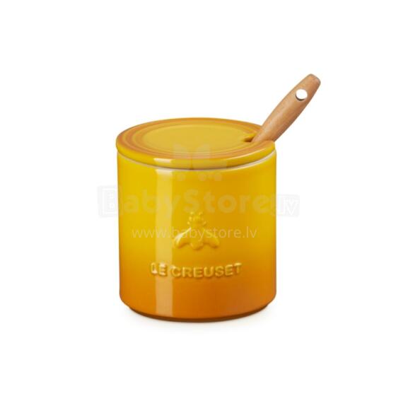 Honey pot with spoon 420ml stoneware yellow