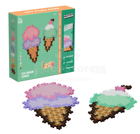 Plus Plus Puzzle by Numbers Ice Cream, 250 pcs