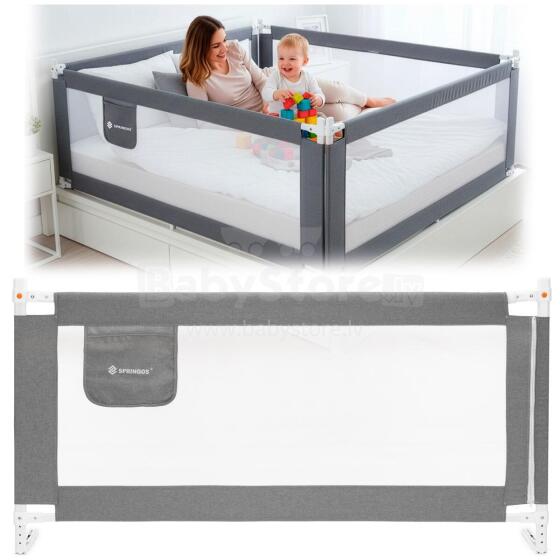 Safety bed rail 200 cm, universal, protective, for children, foldable, gray