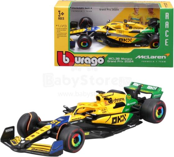 Bburago Модель автомобиля Formula 1 McLaren Team MCL38 Senna Version (Monaco GP) (2024): масштаб 1:43 art.277053