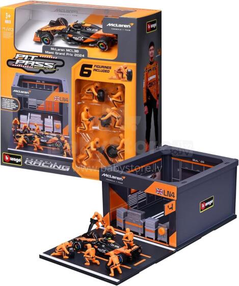 Bburago - Pit Stop McLaren MCL38 2024#4 Norris Playset with Diorama, 1:43 art.277055
