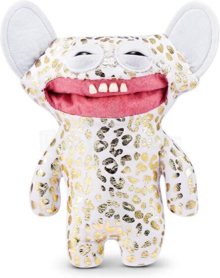 Fuggler Gold Fuggs 22 cm Plush Toy (Grin Grin - leopard fleece with gold foil print) by ZURU - Funny Ugly Monster Cuddly Toy with Human-like Teeth, Crazy Collectible for Kids, Teens