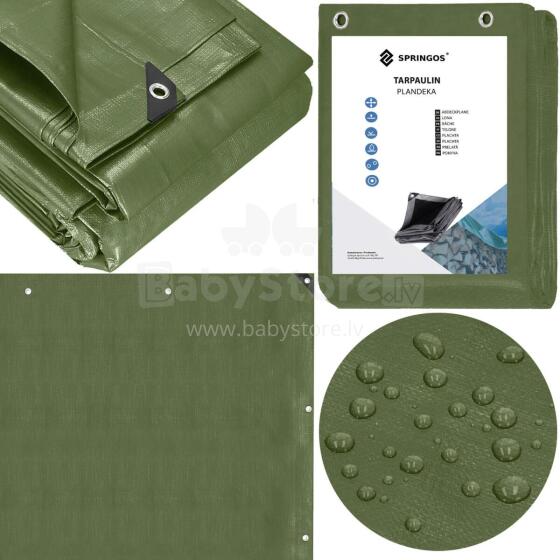 Garden tarpaulin 4x5m 100g/m2 reinforced protective sheet for a car, green