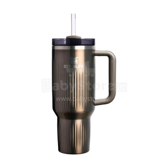 Thermos mug with straw The Quencher H2.0 Fluted Tumbler 1.18L glossy dark gray