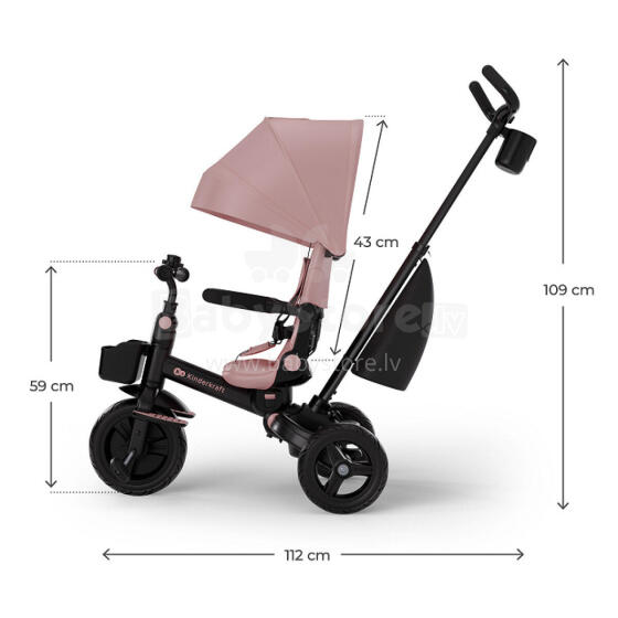 KINDERKRAFT Trīsritenis AVEO 2 Plus Rozā