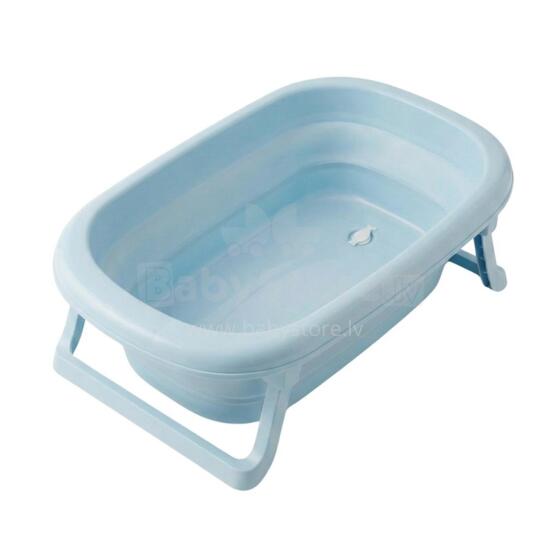 TEGA FB-004-129 Foldable Bathtub with Drain, Light Blue