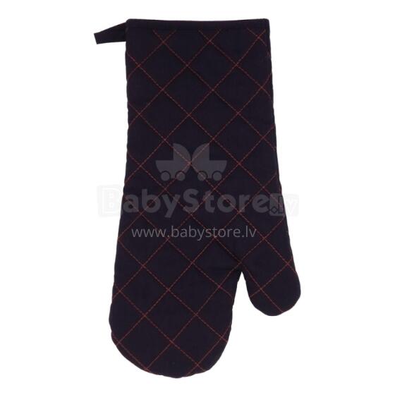 Heat-resistant grill glove 18x38cm black/red stitching 