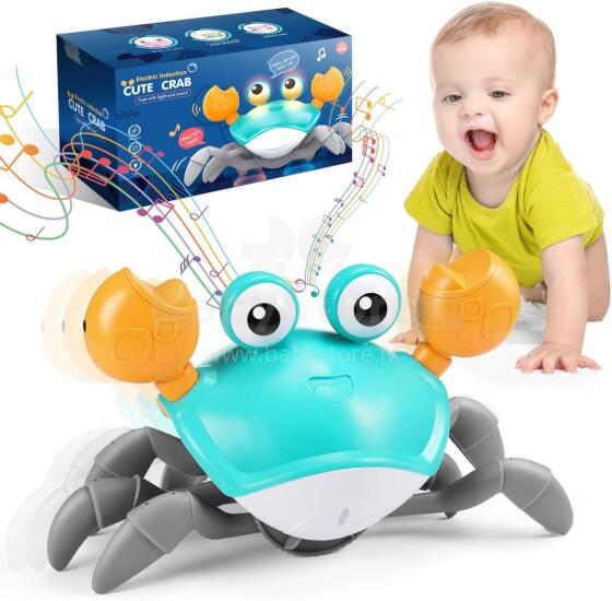 Crab Baby Toy Art.278759  Interactive crab crawler with sound green