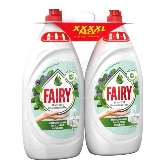 FAIRY Tea Tree&amp;Mint trauku mazgāšanas līdzeklis, komplekts, 2x1350ml