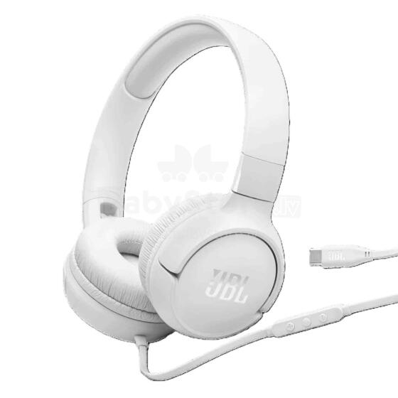 JBL Tune on-ear austiņas ar USB, baltas