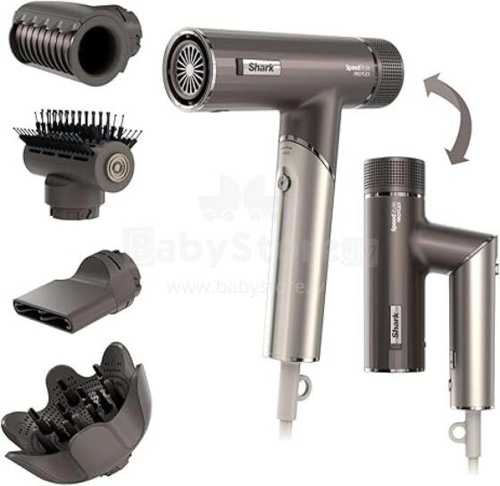 Shark SpeedStyle Pro FLEX 4-in-1 matu fēns, 1700 W, sudraba