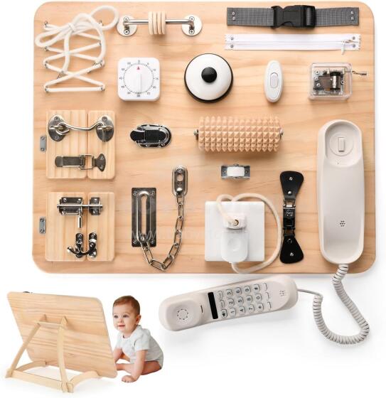 Kidsworld Montessori Art.279036 Развивающая доска Монтессори 21-в-1: деревянная игрушка и обучающий набор