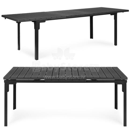 Saliekamais dārza galds 180-240 cm līdz 12 personām, HDPE tērauds, pelēks, MultiGarden