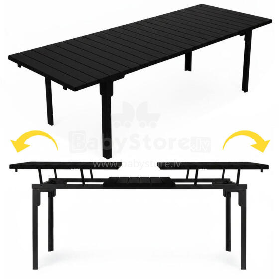 Extendable Garden Table 180–240 cm for 12 People, Steel & HDPE, Black MultiGarden