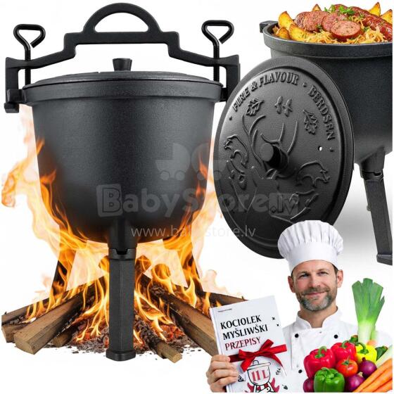 Cast Iron Pot 11l Hunting Pot for Roasting over Fire Grill BD-482 348210