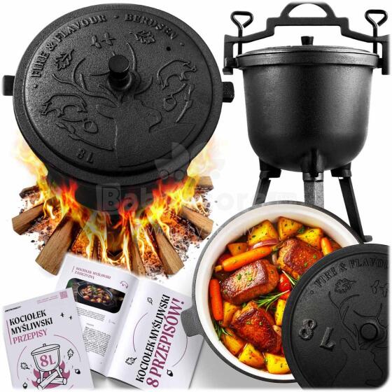 Enamelled cast iron pot 8l for bonfire grill BD-481 348100