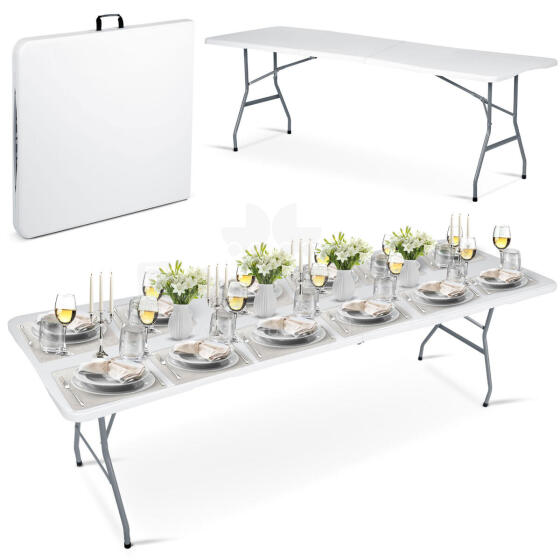 Folding Garden Catering Table 244 cm Plonos White