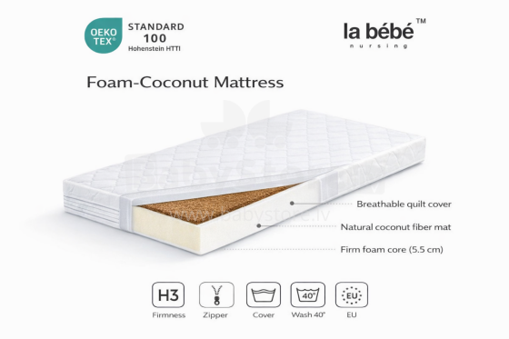 La Bebe™ Mattress Cononut-Foam Art.279426 coconut foam mattress 120x60 cm