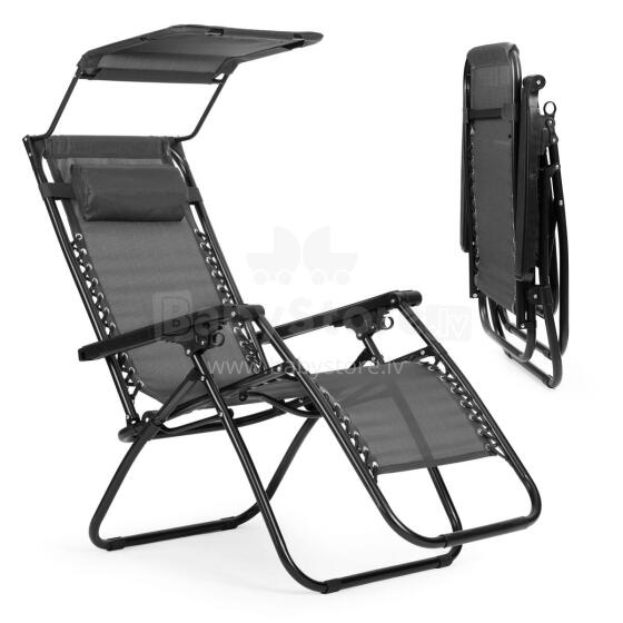 Garden beach lounger, adjustable backrest, movable roof Multigarden - gray