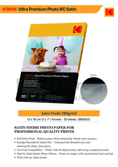 Kodak Ultra Premium Photo Paper 280g Satin 13 x 18 cm 20 Sheets