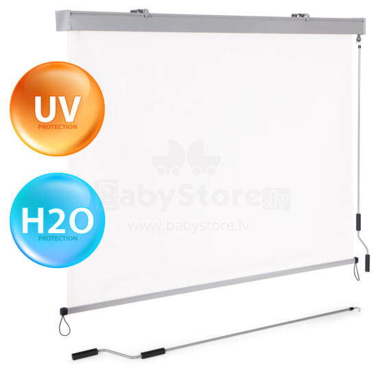 Vertical roll-up awning with crank, balcony, terrace, gazebo, beige, MultiGarden