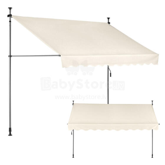 Balcony Sunshade Awning 300x120 cm, Height Adjustable, Waterproof with Hand Crank Beige MultiGarden