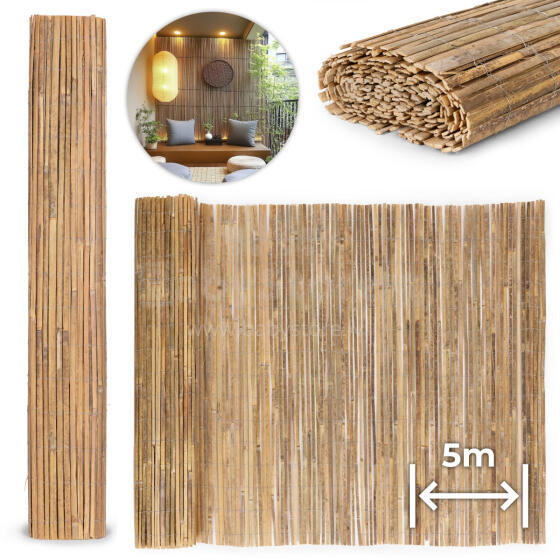Double-Sided Bamboo Mat 150x500 cm for Balcony, Terrace, Fence Natural MultiGarden