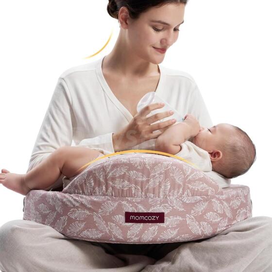 Momcozy Memory Foam Nursing Pillow with Safety Border Art.280037 Pink Ergonomisks barošanas spilvens, kas izgatavots no memory foam ar aizsargājošu sānu maliņu