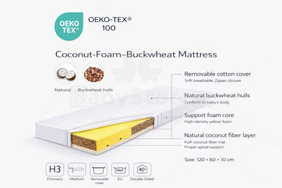 La Bebe™ Comfort Mattress Art.280047  Mattress with buckwheat and coconut