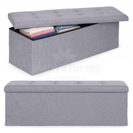 Pufas ar oderi 111x38 cm ar uzglabāšanas vietu, apvilkts, gaiši pelēks, ModernHome