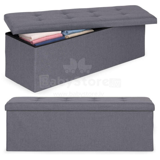 Pufas ar oderi 111x38 cm ar uzglabāšanas vietu, apvilkts tumši pelēks ModernHome