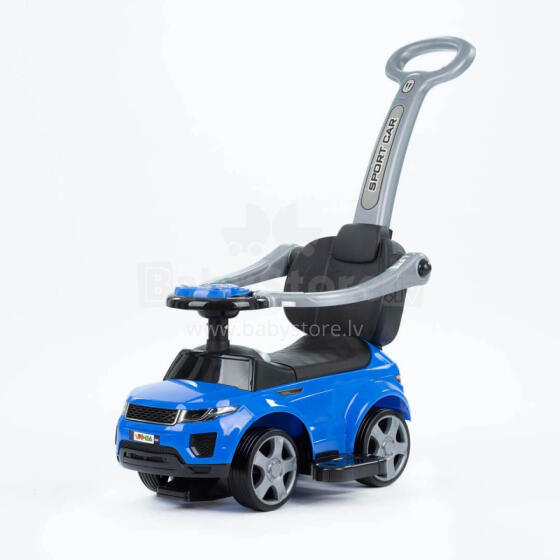 Ride-on car with handle - 614R - rubber wheels - BLUE