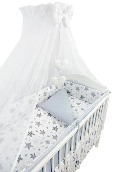 Bedding set - 6  parts - 120/90/360 - NEW STARS - GREY