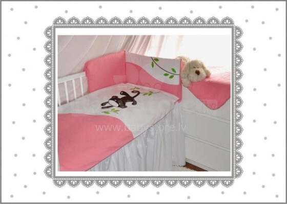 Bedding set - 3 parts - 135/100/160 - MAŁPIE FIGLE - PINK ***